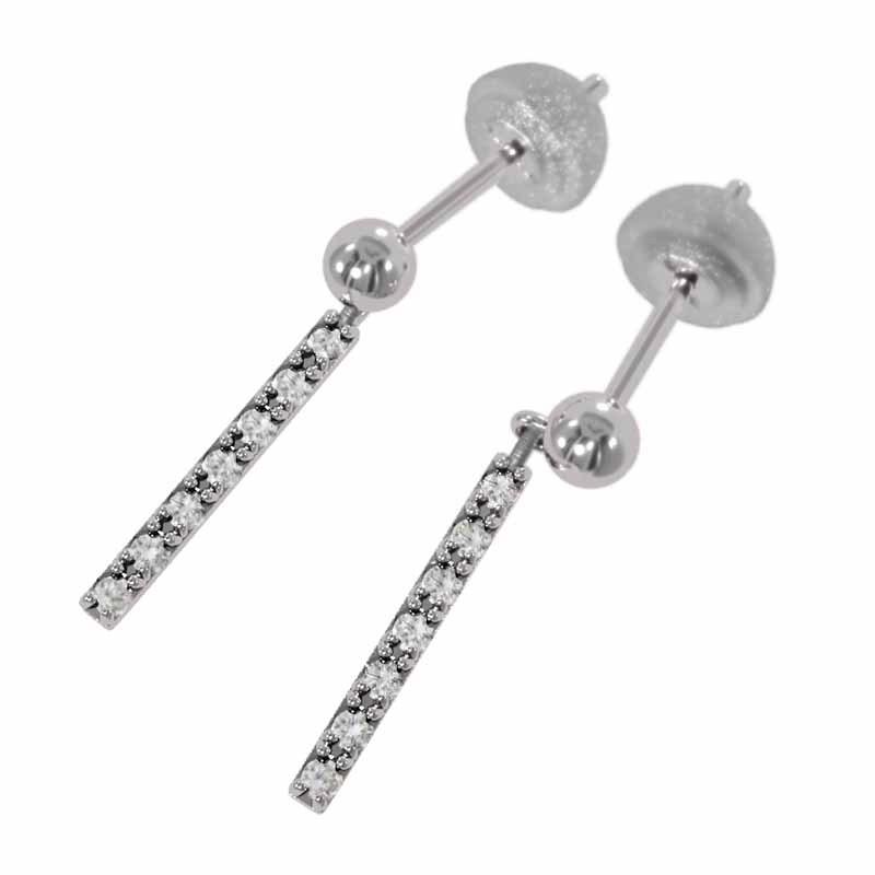 幅広type プレート ペアピアス ダイヤモンド Pt900 キャッチ付 大