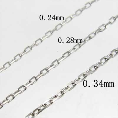 小豆チェーン 経0.34mm/直径1.1mm チェーンのみ ジュエリーネックレス k18ホワイトゴールドの画像