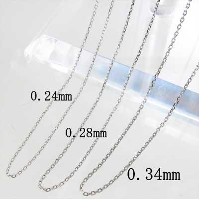 小豆チェーン 経0.34mm/直径1.1mm チェーンのみ ジュエリーネックレス k18ホワイトゴールドの画像
