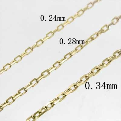 k18イエローゴールド 小豆チェーン 経0.34mm/直径1.1mm ネックレス チェーンのみの画像