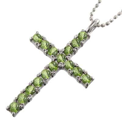 安い購入 ホワイトゴールドk18 ペンダント ネックレス ペリドット 8月誕生石 十字架 新しい到着 Kslcity Com My