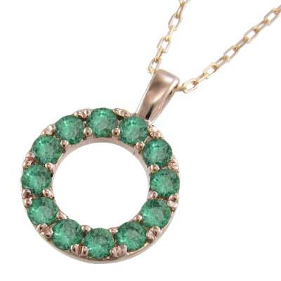 公式限定新作 送料無料 ジュエリー ネックレス ピンクゴールドk18 エメラルド 5月の誕生石 約14mmサイズ 全ての Www Skylanceronline Com