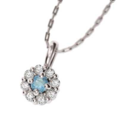 ペンダント ブルートパーズ(青) 天然ダイヤモンド k10ホワイトゴールド