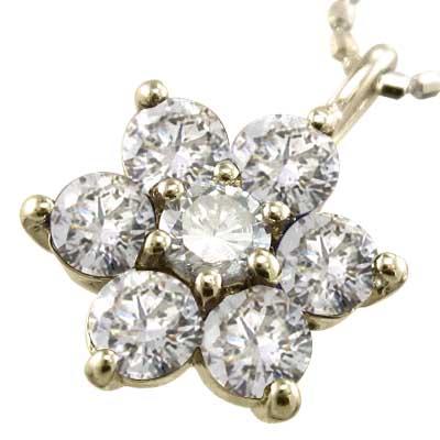 超大特価 ネックレス ジュエリー 天然ダイヤモンド デザイン 大サイズ 4月誕生石 k10イエローゴールド フラワー ネックレス、ペンダント