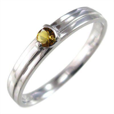 (黄水晶)シトリン 指輪 1粒 石 11月誕生石 白金（プラチナ）900｜skybell