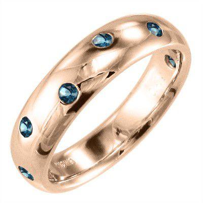 【期間限定送料無料】 10金ピンクゴールド 指輪 ブルートパーズ(青) 指輪