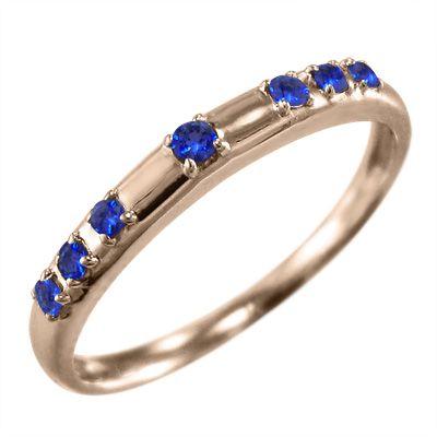 指輪 サファイア(青) 10kピンクゴールド 10kピンクゴールド リング スリーストーン サファイア(青) 9月誕生石