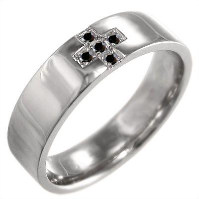 返品不可 10kホワイトゴールド 4月の誕生石 ブラックダイヤモンド 黒ダイヤ デザイン クロス 5ストーン 指輪 ブラックダイヤモンド 黒ダイヤ 4月誕生石 リング メンズアクセサリー