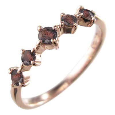 ハーフ エタニティリング ファイブストーン ガーネット 1月の誕生石 ピンクゴールドk10