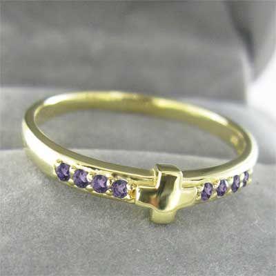 美品 18金イエローゴールド クロス ヘッド 指輪 アメシスト(紫水晶) 【HOV8058857080】(29164円)