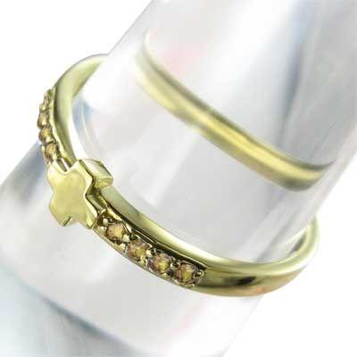 【新登場】 クロス十字架 リング シトリン k18 【GMS7708469171】(27896円)