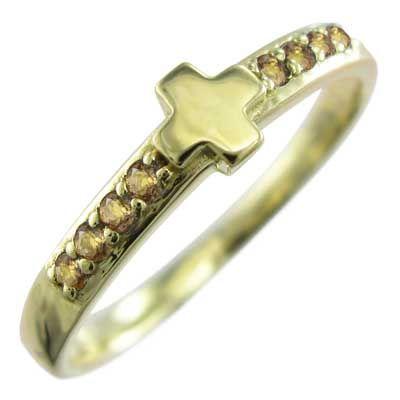 【新登場】 クロス十字架 リング シトリン k18 【GMS7708469171】(27896円)