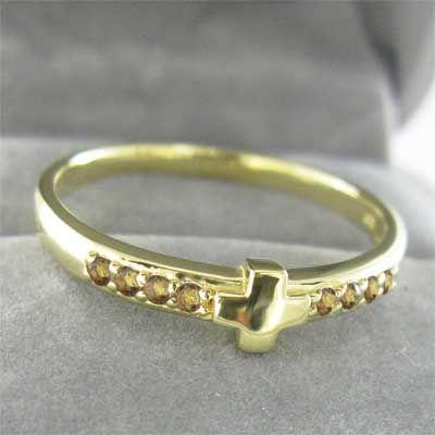 【新登場】 クロス十字架 リング シトリン k18 【GMS7708469171】(27896円)