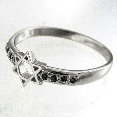 指輪 六芒星 ブラックダイヤモンド(黒ダイヤ) 白金（プラチナ）900