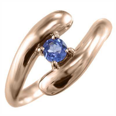 指輪 18金ピンクゴールド 金運 象徴 ヘビ 1粒 石 タンザナイト 12月の誕生石