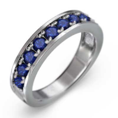 ハーフ エタニティリング k10ホワイトゴールド サファイヤ 9月の誕生石