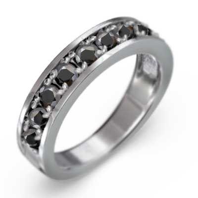 世界の ハーフ エタニティリング プラチナ900 ブラックダイヤ 指輪