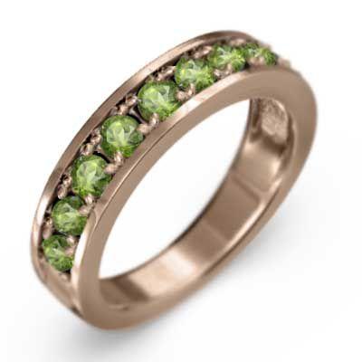 10金ピンクゴールド ハーフ エタニティ 指輪 8月の誕生石 ペリドット
