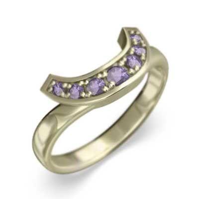人気のファッションブランド！ 指輪 変形馬蹄 10金イエローゴールド 2月の誕生石 アメシスト(紫水晶) 馬蹄形 指輪
