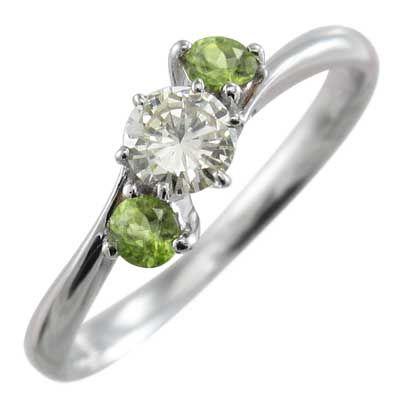 リング ペリドット 天然ダイヤモンド 8月誕生石 プラチナ900
