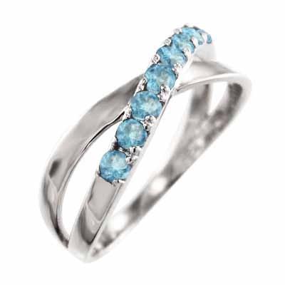 プラチナ900 リング ブルートパーズ 11月の誕生石 クロス X型