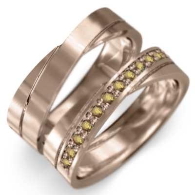 シトリン レディス メンズ リング 平打ち 指輪 k18ピンクゴールド 11月誕生石