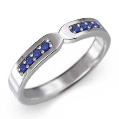 平打ち リング ホワイトゴールドk10 サファイヤ 9月誕生石