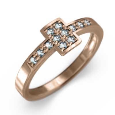 人気ブランドの k10ピンクゴールド アクアマリン 3月誕生石 指輪 マリッジリング