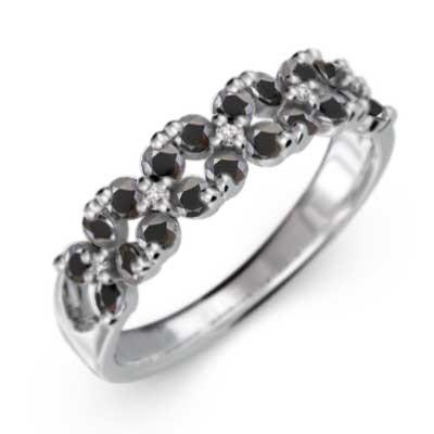 指輪 Flower フラワー ブラックダイヤモンド(黒ダイヤ) 4月の誕生石 白金（プラチナ）900｜skybell