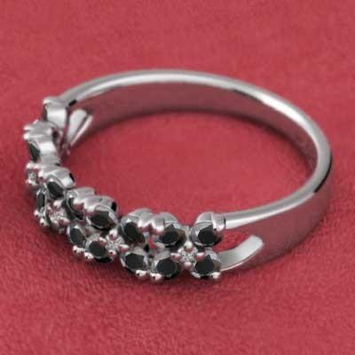 指輪 Flower フラワー ブラックダイヤモンド(黒ダイヤ) 4月の誕生石 白金（プラチナ）900｜skybell｜03