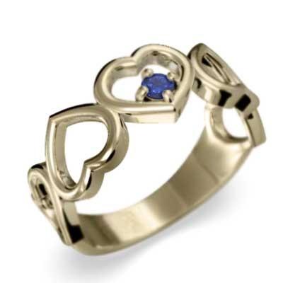 使い勝手の良い 指輪 1粒 1粒 石 オープン オープン ハート サファイア 青 イエローゴールドk10 石 5連ハート 入間郡 1760ce Shoppingmundooriental Com Br