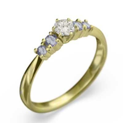 リング タンザナイト 天然ダイヤモンド k18