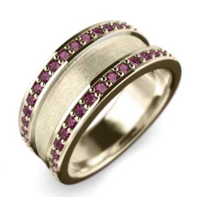 指輪 幅広 指輪 ルビー K10 7月の誕生石