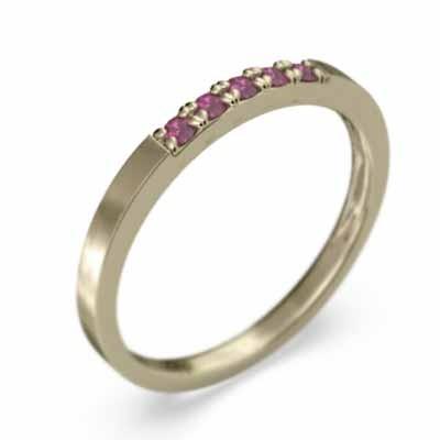 ファイブストーン 細い リング 平打ち リング ハーフ エタニティリング 