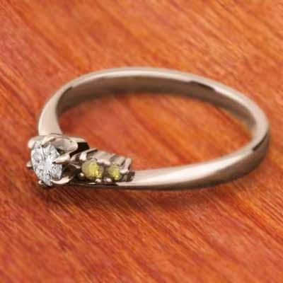 シトリン(黄水晶) 天然ダイヤモンド 婚約指輪 11月誕生石 ピンク