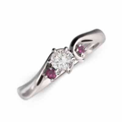 オーダーメイド 結婚指輪 にも ルビー 天然ダイヤモンド 白金（プラチナ）900