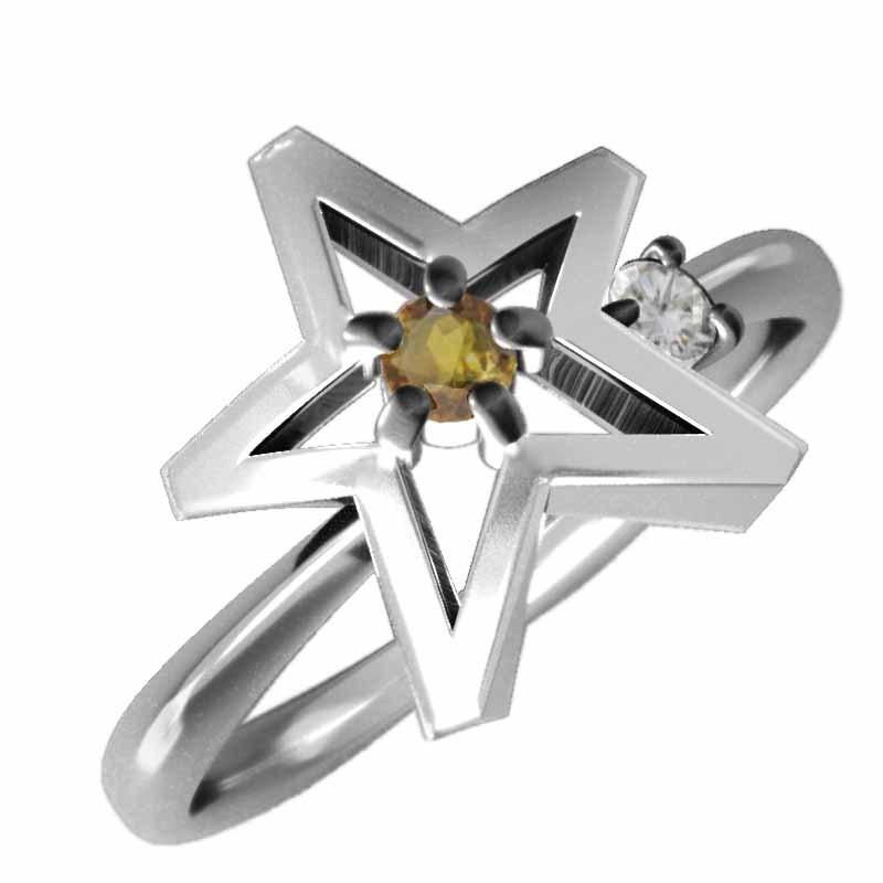 リング 月 シトリントパーズ 11月誕生石 ホワイトゴールドk10 Rc 1036k10wg Stn Skybell 通販 Yahoo ショッピング