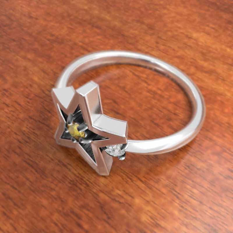 指輪 ムーン (黄水晶)シトリン 白金（プラチナ）900 メンズ