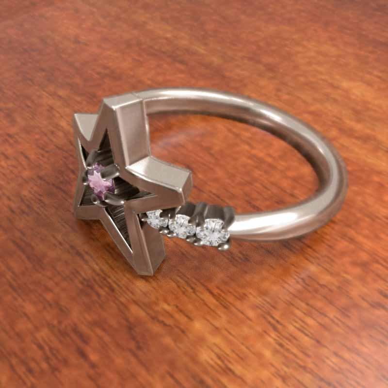 K10 ピンクゴールド スタージュエリー ピンクトルマリン ダイヤリング