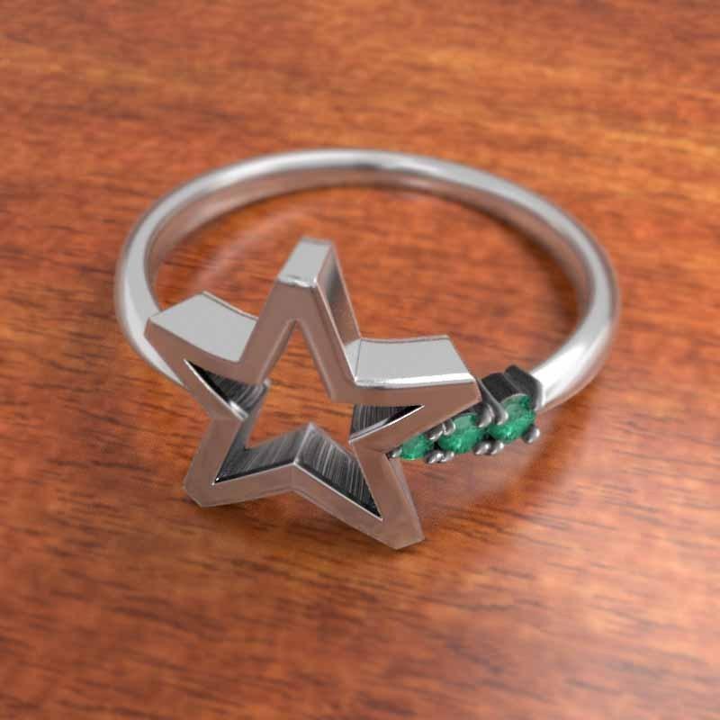 送料無料 新品 ホワイトゴールドk18 指輪 3ストーン エメラルド 5月の誕生石 星の形 指輪 石の素材 1月の誕生石ガーネット Mail Invent1 Nyts Edu