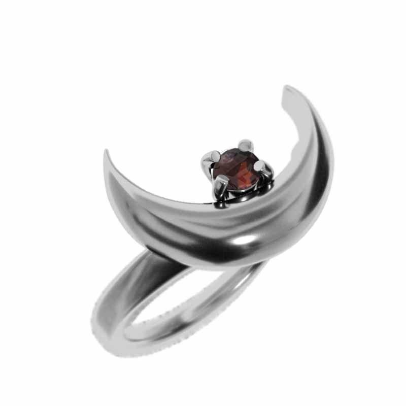 驚きの値段で ムーン 指輪 1月誕生石 ガーネット ムーン 18金ホワイトゴールド 指輪 18金ホワイトゴールド メンズアクセサリー Siiem Mx