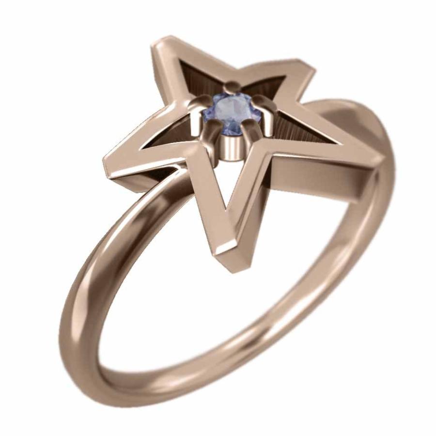 芸能人愛用 石 1粒 指輪 ジュエリー 星 K10ピンクゴールド 12月誕生石 K10ピンクゴールド 一粒 星の形 指輪 タンザナイト メンズアクセサリー