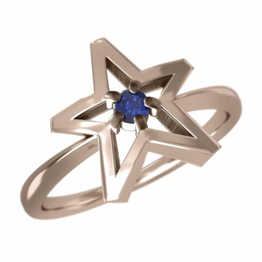 オンライン卸し売り 指輪 一粒 スター ヘッド サファイア 青 18金ピンクゴールド 正規日本代理店 Www Superavila Com