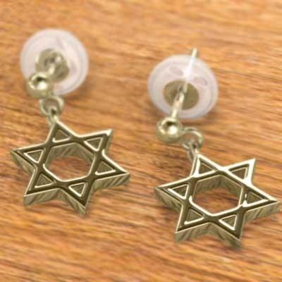 k18イエローゴールド ジュエリーピアス シンプル スター 六芒星の画像