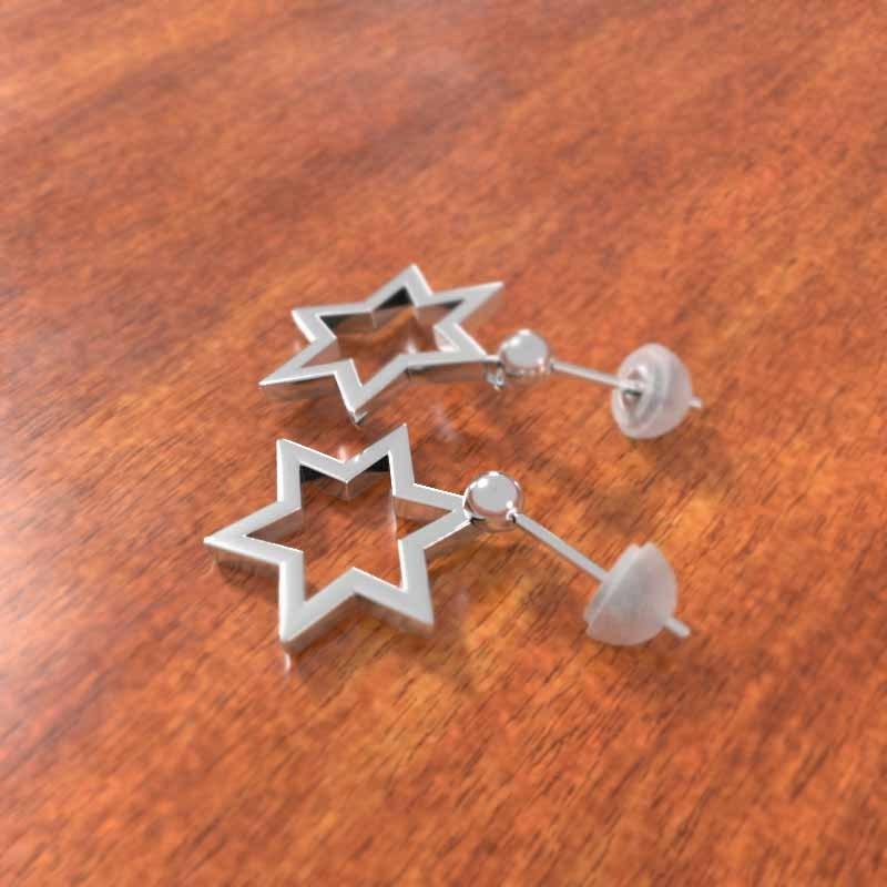 ジュエリーピアス 六芒星 k18ホワイトゴールド スター シンプル 小サイズの画像