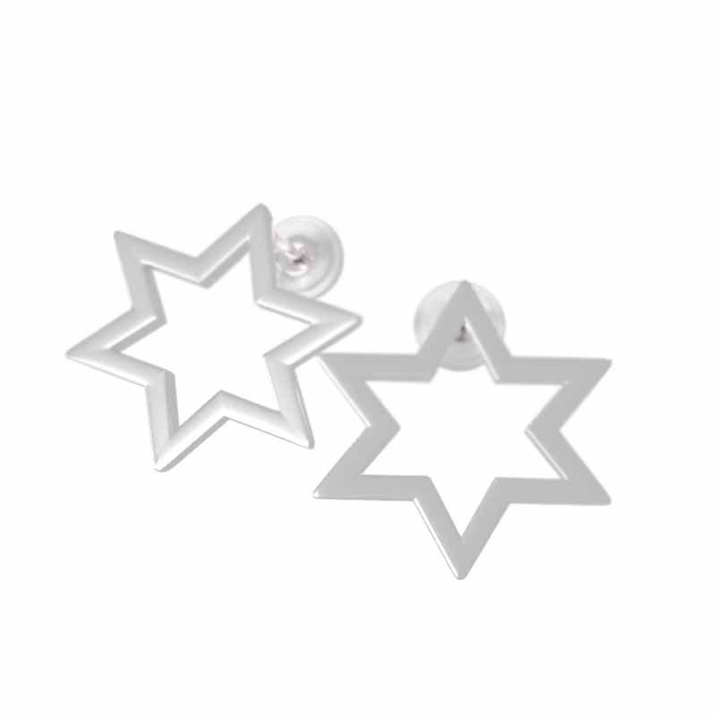 中サイズ ジュエリーピアス スター 六芒星 k18ホワイトゴールド シンプルの画像