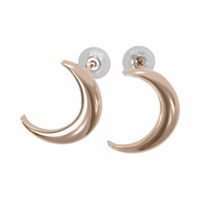ペアピアス シンプル 月 18金ピンクゴールド キャッチ付き