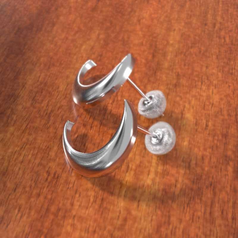 ムーン ジュエリーピアス k18ホワイトゴールド シンプルの画像