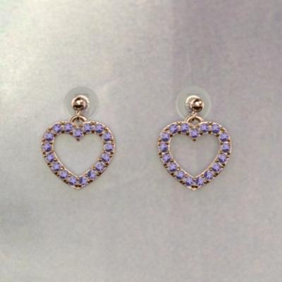 ハート k18ピンクゴールド ジュエリーピアス アメシスト(紫水晶) 2月誕生石の画像