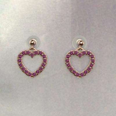 k18ピンクゴールド ハート ジュエリーピアス ルビー 7月誕生石の画像